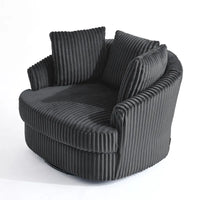 Fauteuil pivotant rond surdimensionné en velours côtelé avec accoudoirs encastrés 43 W