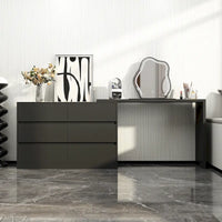 Commode pivotante 32,7H et bureau coiffeuse 6 tiroirs Blanc/Noir