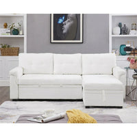 Canapé sectionnel convertible réversible avec lit escamotable, méridienne de rangement dissimulée et pieds durables