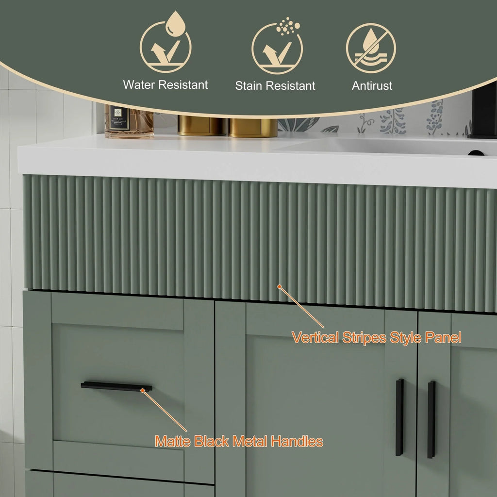 Wavy Line Ensemble meuble-lavabo de salle de bain 30/36/48 avec vasque & robinet