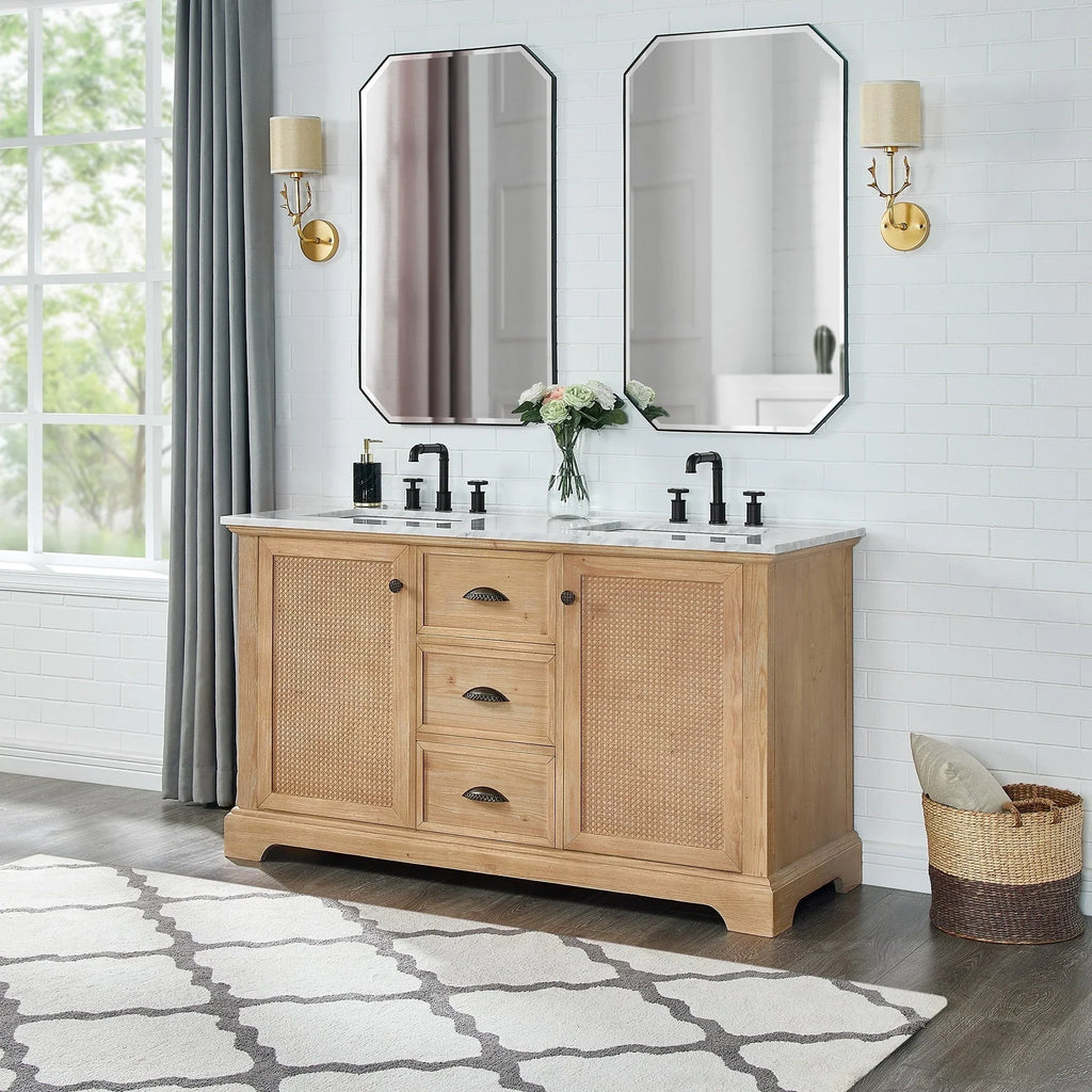 Hervas Meuble-lavabo avec dessus en marbre naturel sans miroir