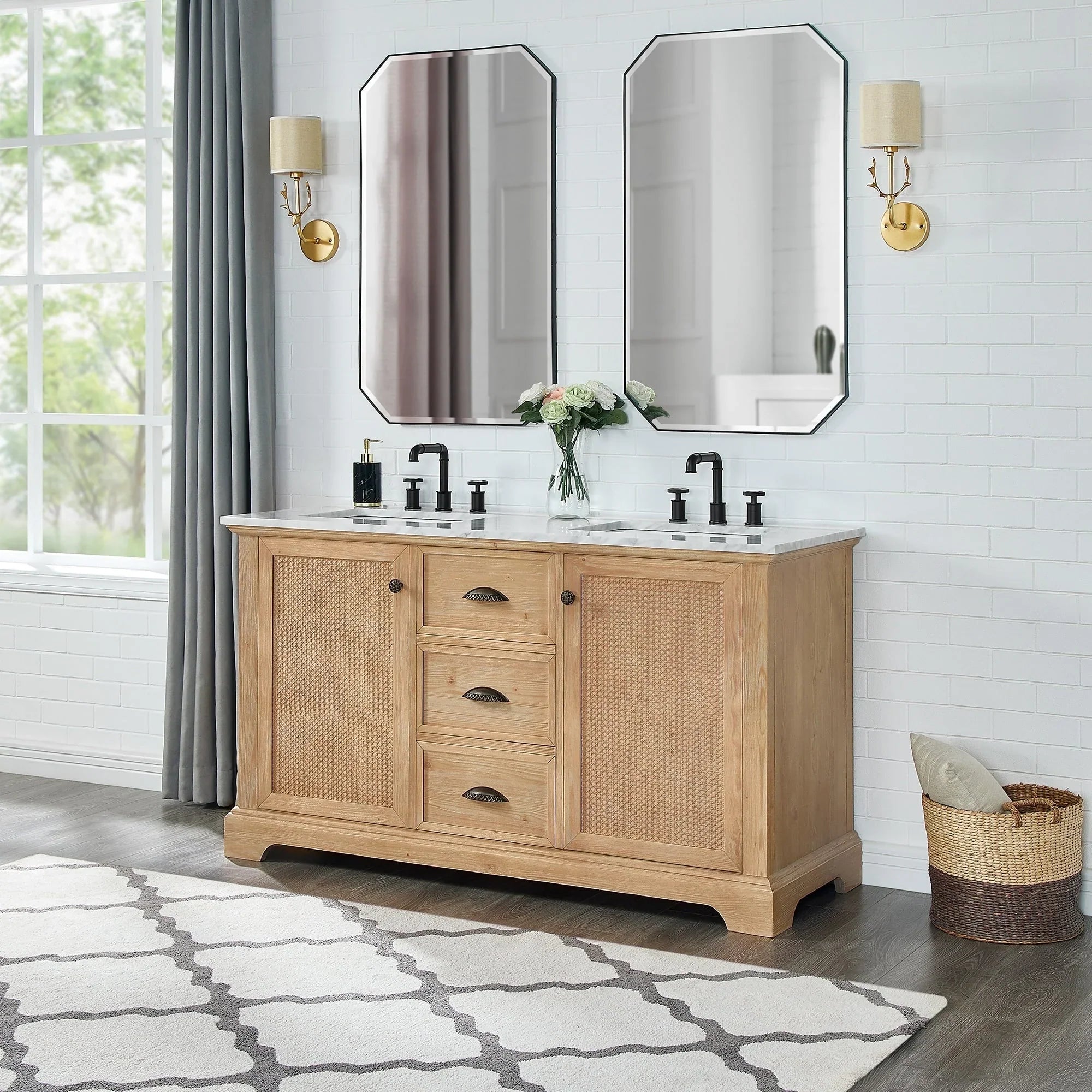 Hervas Meuble-lavabo avec dessus en marbre naturel sans miroir
