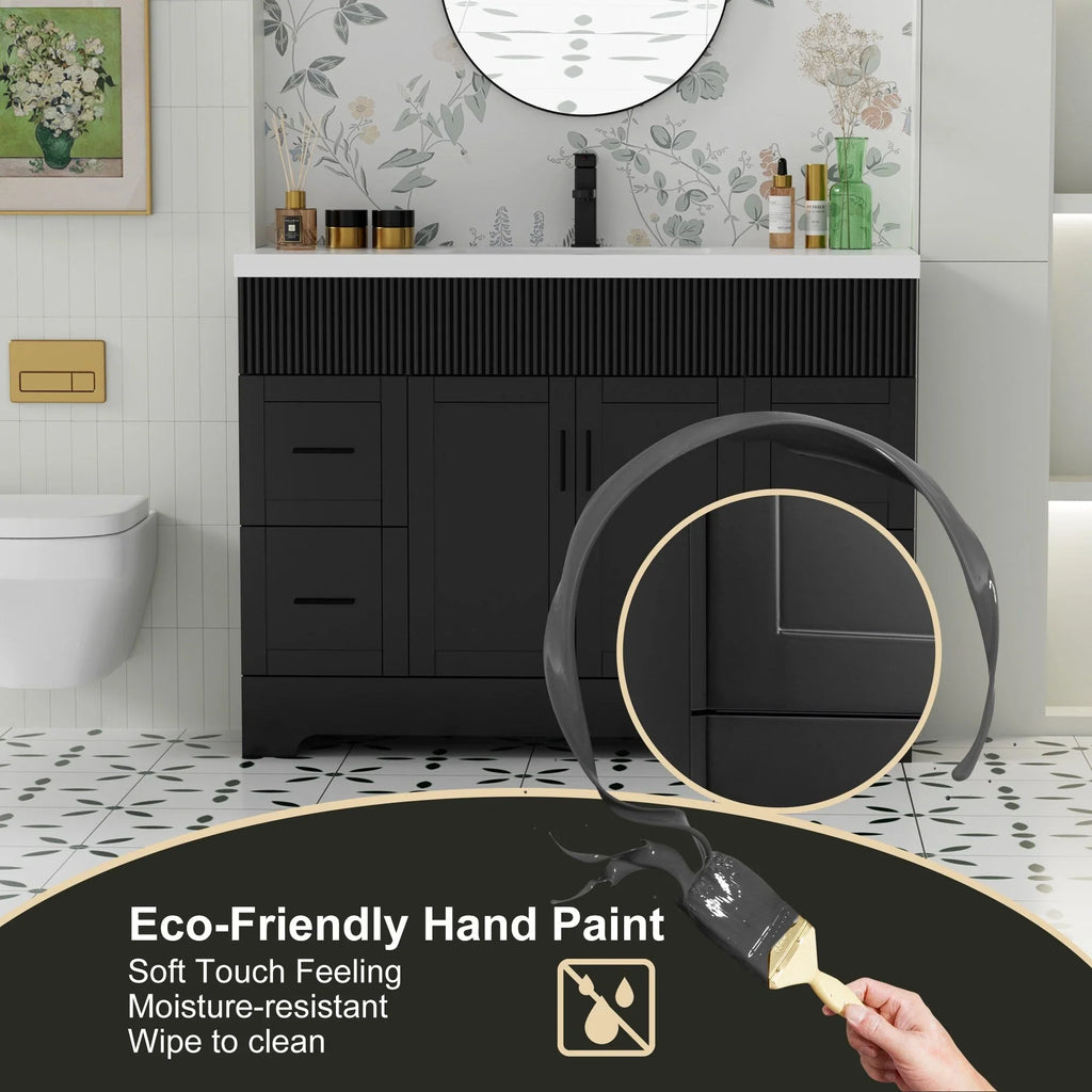 Wavy Line Ensemble meuble-lavabo de salle de bain 30/36/48 avec vasque & robinet