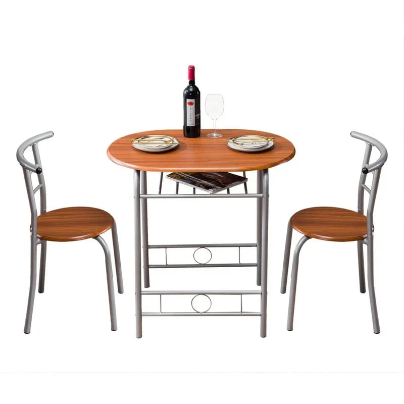 Ensemble de bar de petit-déjeuner 3 pièces argenté/marron clair