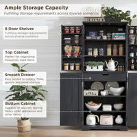 72 Garde-manger de cuisine de style campagnard, armoire de rangement avec portes coulissantes de grange - N/A
