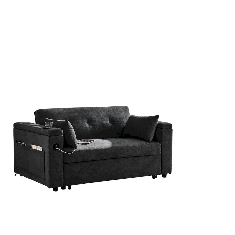 Canapé convertible 54 pouces avec lit gigogne, double assise, fonction relax