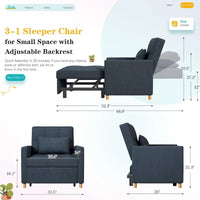 AECOJOY - Fauteuil convertible 3 en 1 avec coussin et dossier inclinable