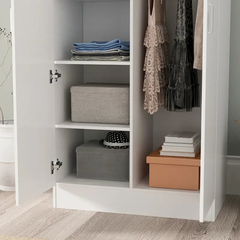 Armoires-penderies 2 portes autoportantes pour chambre avec tringle de suspension