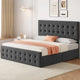 Cadre de lit King Size avec 4 tiroirs de rangement et tête de lit