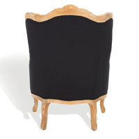Fauteuil à oreilles Safavieh Couture Kali en chêne et lin naturel - 34 larg. x 34 prof. x 40 haut.