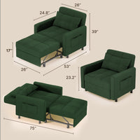 Canapé-lit réglable 3 en 1, fauteuil-canapé escamotable, lit pliant convertible pour salon