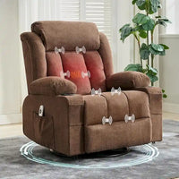Fauteuil inclinable, Fauteuils à bascule avec massage et chauffage, Poches latérales et porte-gobelet