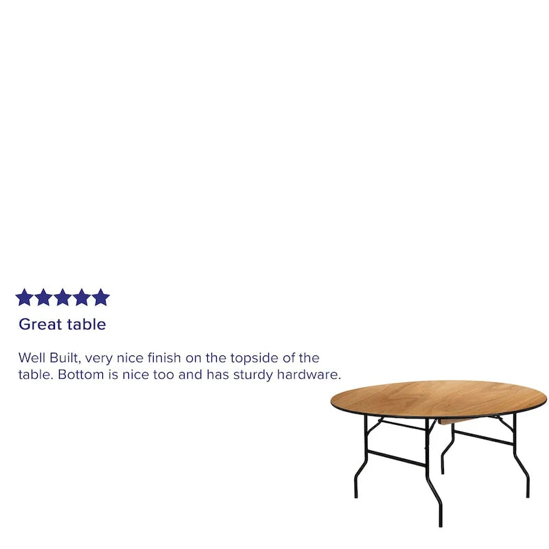 Table de banquet ronde pliante en bois de 60 pouces avec dessus fini