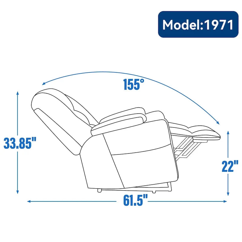 Fauteuil releveur électrique avec massage et chauffage, fauteuils inclinables larges rembourrés Lazy Boy avec USB, ports Type C et 2 porte-gobelets en acier