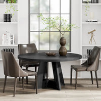 Table à manger ronde de 120 cm pour 4 personnes, table de salle à manger/cuisine/salon en bois style ferme