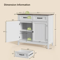 Buffet de rangement de cuisine avec 2 tiroirs, meuble de bar à café, armoire d'entrée en bois avec double porte placard