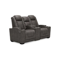 Signature Design by Ashley HyllMont Causeuse inclinable électrique grise avec console - 71.75 L x 39 P x 44 H