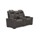 Signature Design by Ashley HyllMont Causeuse inclinable électrique grise avec console - 71.75 L x 39 P x 44 H