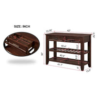 Table console de 42 po avec tiroirs et étagères à niveaux