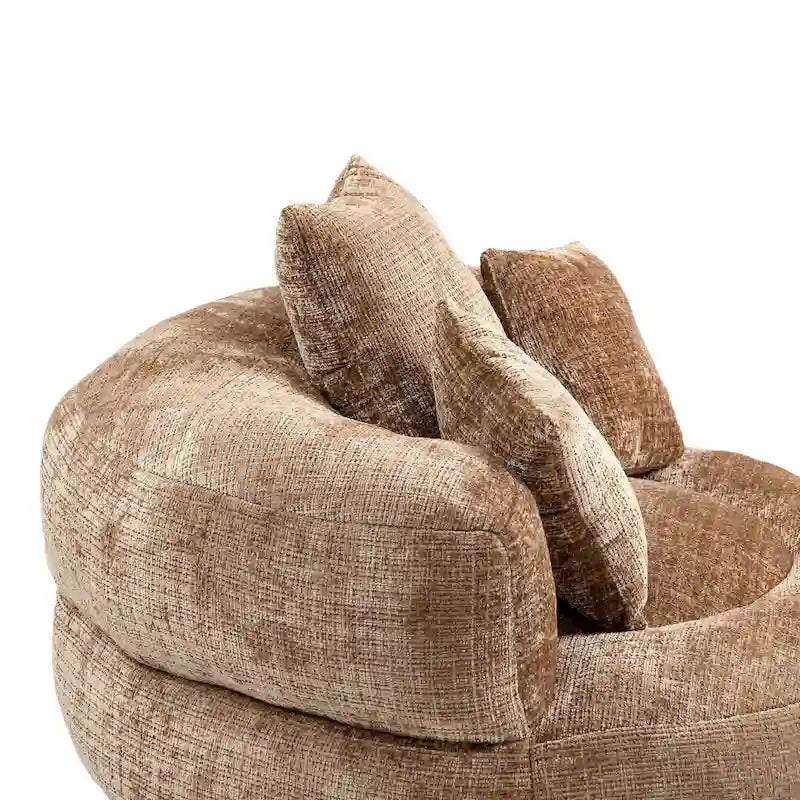 Canapé paresseux à dossier haut en chenille avec 3 coussins et pouf surdimensionné