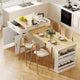 Îlot de cuisine en bois de 210 cm pour 4 à 6 personnes avec table à manger extensible et rangement double.