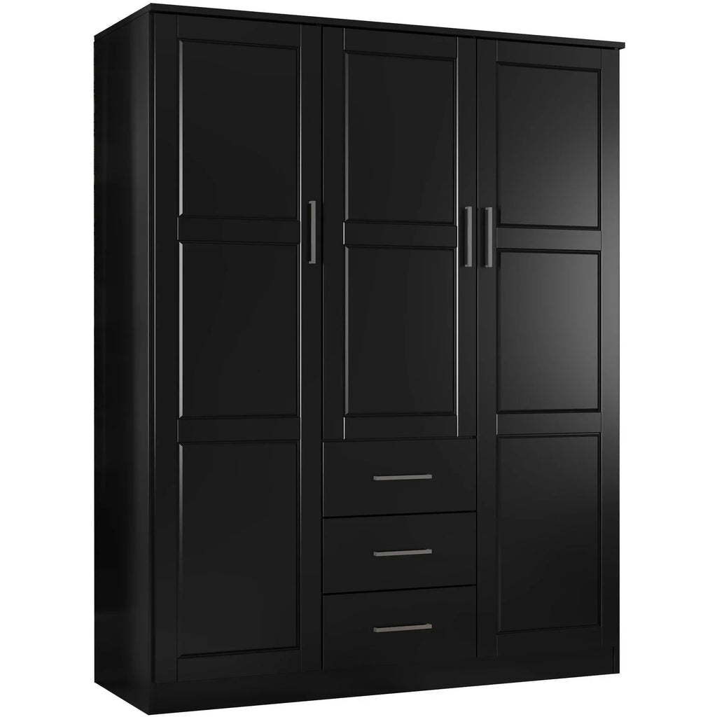 Palace Imports Armoire-penderie Cosmo 3 portes 100% bois massif avec portes en bois massif ou miroir