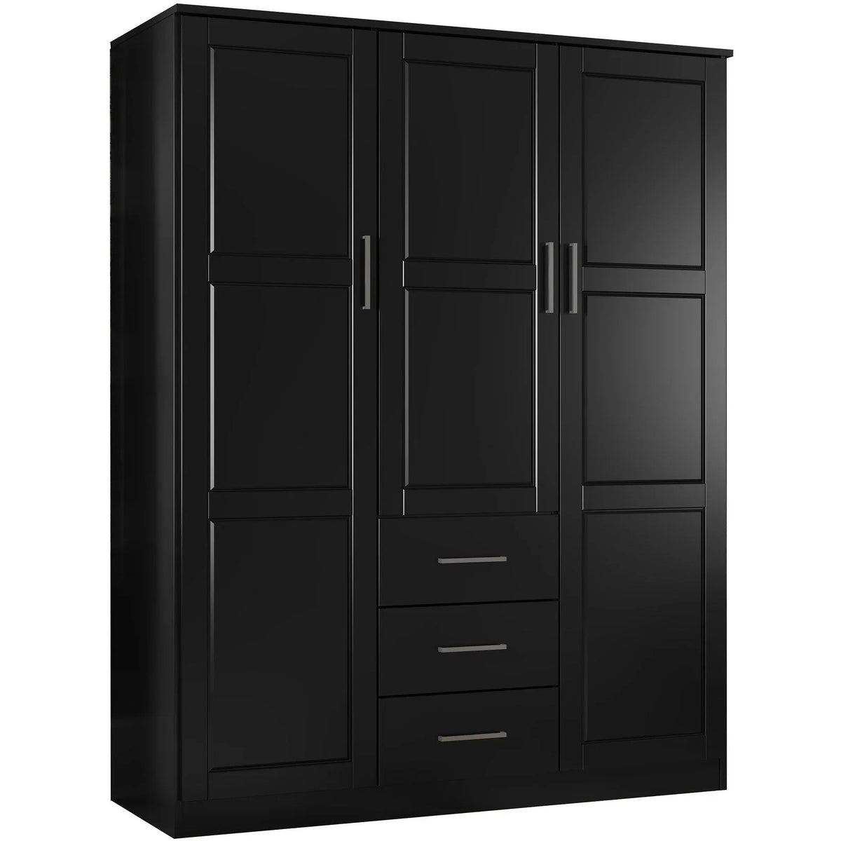 Palace Imports Armoire-penderie Cosmo 3 portes 100% bois massif avec portes en bois massif ou miroir