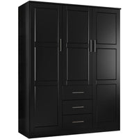 Palace Imports Armoire-penderie Cosmo 3 portes 100% bois massif avec portes en bois massif ou miroir