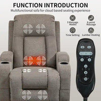 Fauteuil inclinable releveur électrique Lazy Boy, fauteuil de massage moderne à moteur unique avec chauffage lombaire, port de chargement USB, porte-gobelets