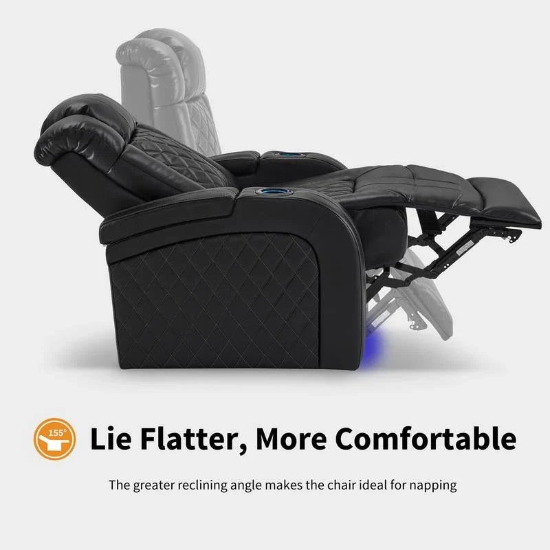 MCombo Fauteuil inclinable électrique avec appui-tête réglable, siège de home cinéma double moteur avec port USB, cuir respirant HTS411