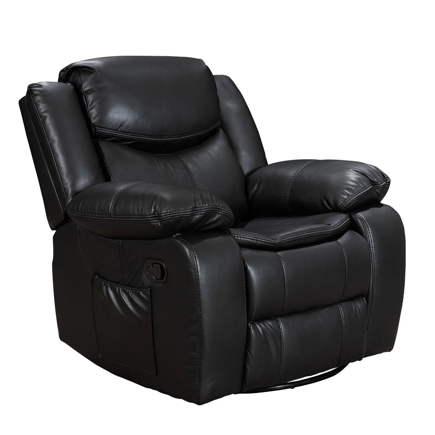 Fauteuil inclinable de massage et chaleur en cuir durable à assise large