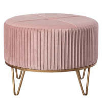 Tabouret pouf rond en velours surélevé avec base dorée épingle à cheveux