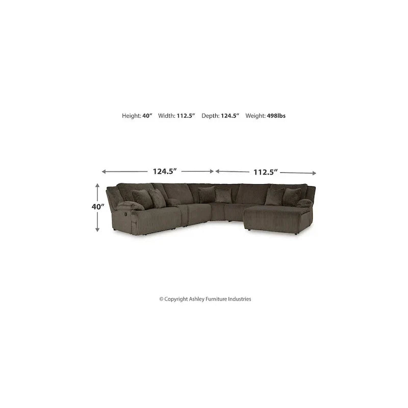Signature Design by Ashley Canapé d'angle inclinable 6 places avec chaise longue Top Tier marron - 147 L x 134 P x 41 H