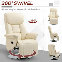 Fauteuil inclinable manuel HOMCOM pour adultes, fauteuil inclinable pivotant réglable avec repose-pieds, accoudoirs rembourrés