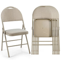 Lot de 6 chaises pliantes portables rembourrées pour bureau, cuisine, salle à manger – Beige – 47 x 51 x 89 cm (L x l x H)