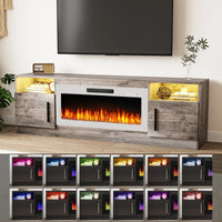 Bossin Meuble TV avec foyer 70 avec foyer électrique 36, meuble TV pour téléviseurs jusqu'à 80, LED 16 couleurs/meuble de divertissement