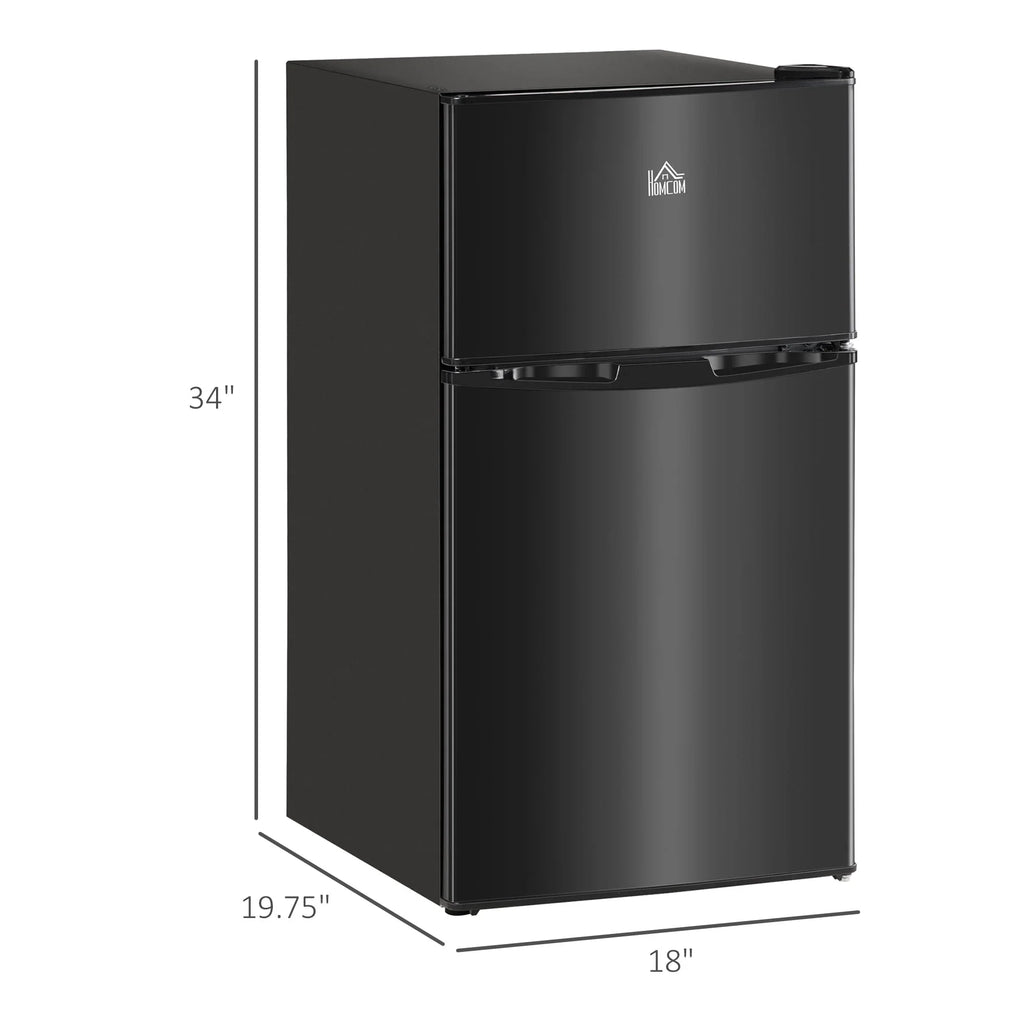 HOMCOM Mini-réfrigérateur double porte avec congélateur, réfrigérateur compact 3.2 pi³ avec étagère réglable, thermostat réglable