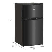 HOMCOM Mini-réfrigérateur double porte avec congélateur, réfrigérateur compact 3.2 pi³ avec étagère réglable, thermostat réglable