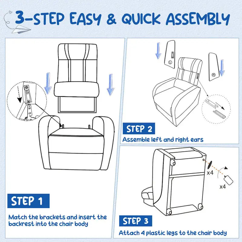 Fauteuil Inclinable Enfant Gymax Ergonomique en Cuir avec Repose-Pieds