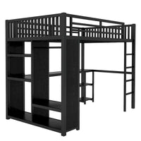 Cadre de lit mezzanine taille Full XL avec penderie intégrée