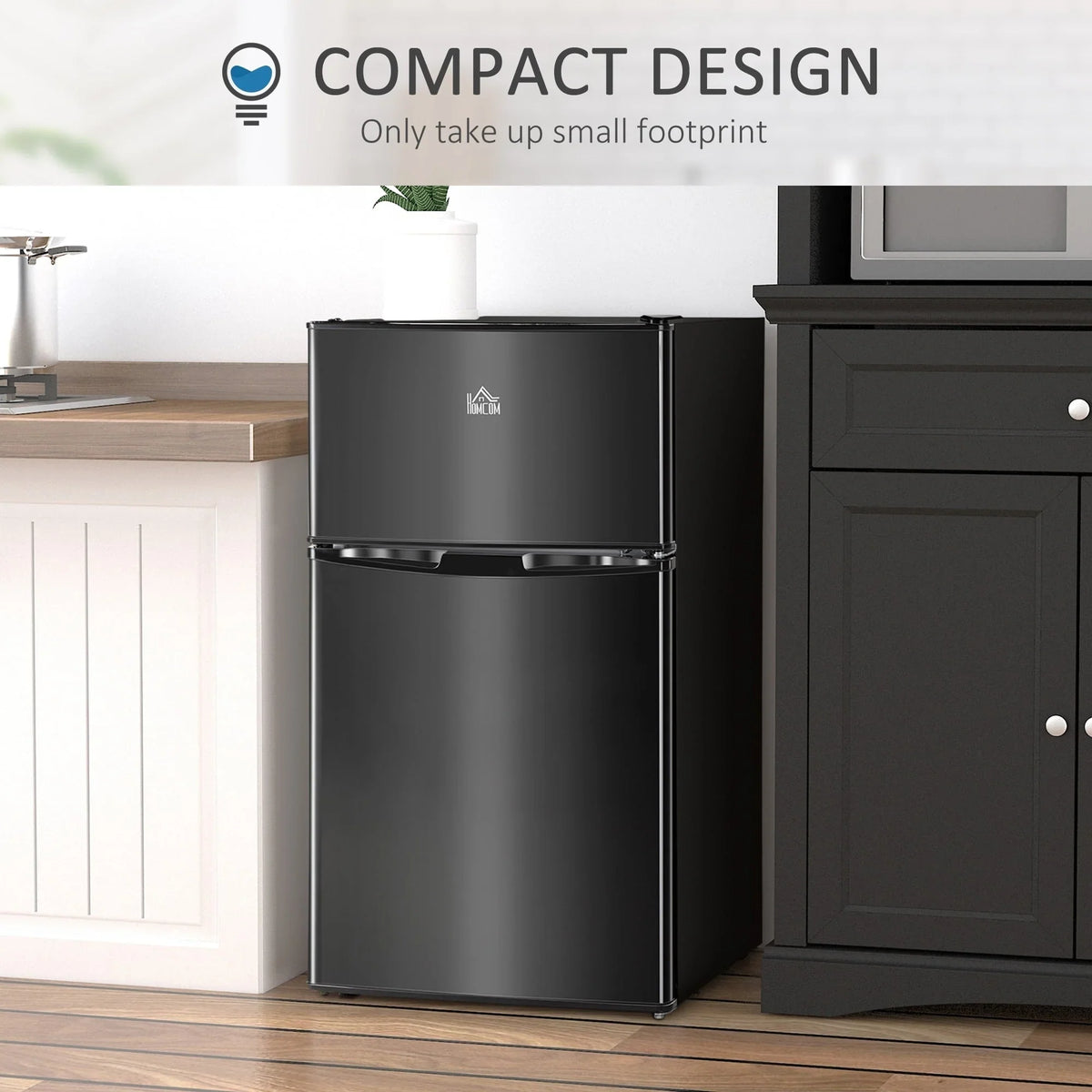 HOMCOM Mini-réfrigérateur double porte avec congélateur, réfrigérateur compact 3.2 pi³ avec étagère réglable, thermostat réglable