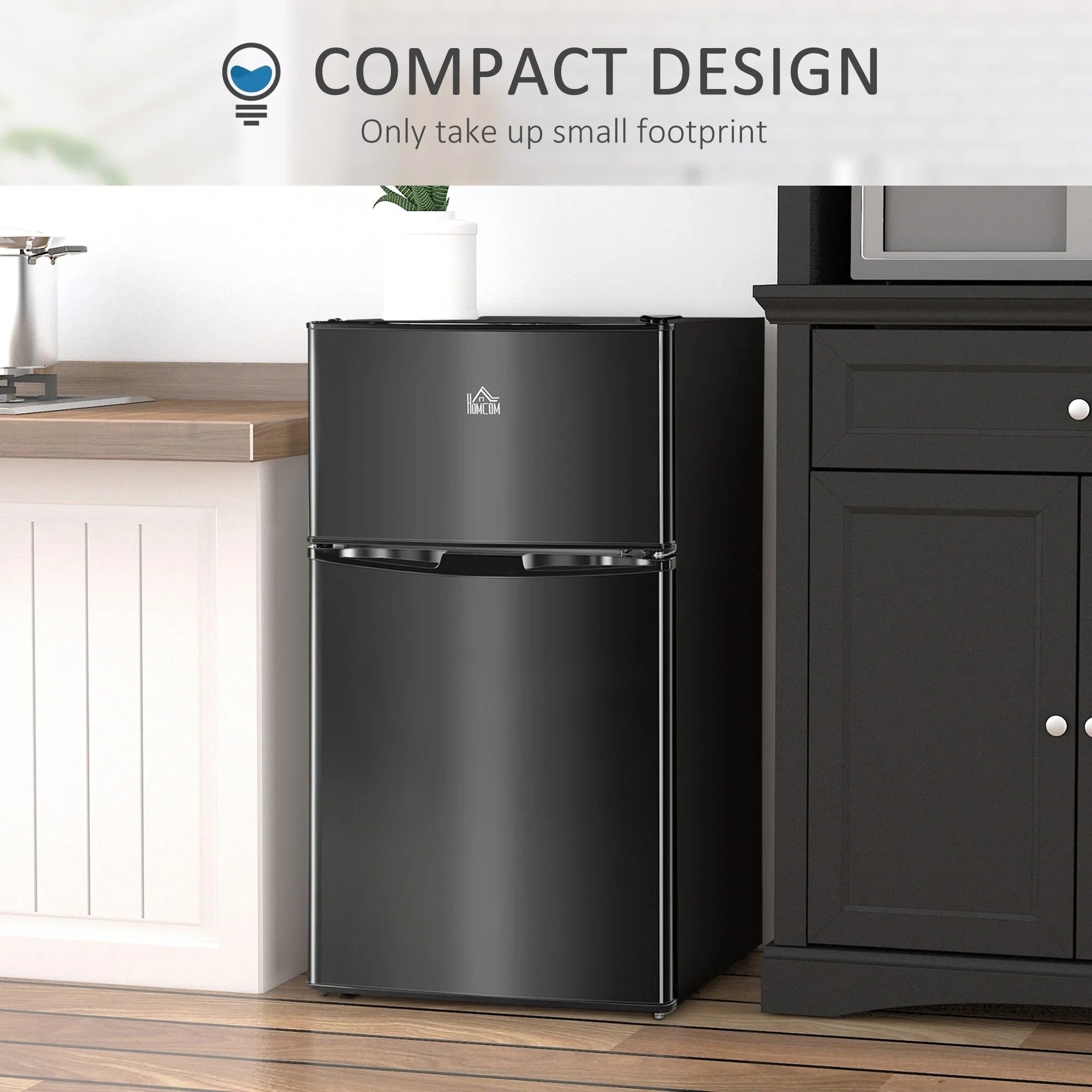 HOMCOM Mini-réfrigérateur double porte avec congélateur, réfrigérateur compact 3.2 pi³ avec étagère réglable, thermostat réglable