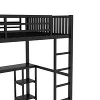 Cadre de lit mezzanine taille Full XL avec penderie intégrée