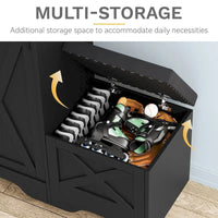 Meuble à chaussures farmhouse avec porte coulissante, banc à chaussures, meuble de rangement à 5 niveaux avec étagères réglables pour 20 paires