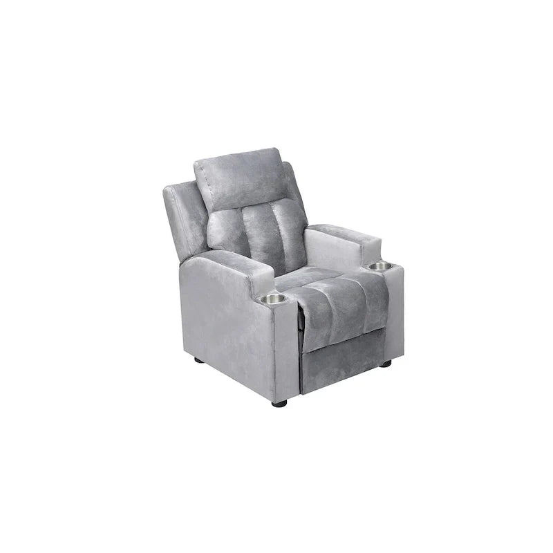 Fauteuil inclinable de luxe pour enfants avec repose-pieds, appuie-tête et 2 porte-gobelets, en microfibre, pour les enfants de 3 ans et plus