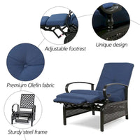 Fauteuil inclinable de salon réglable avec coussin – 38 (P) x 26,5 (L) x 38,5 (H) pouces