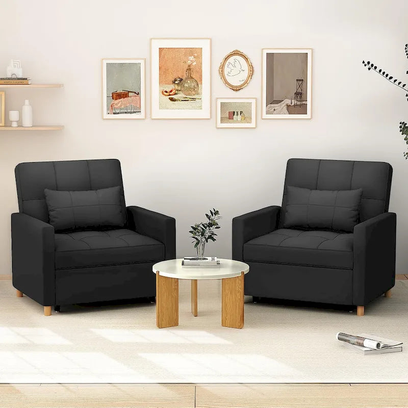 AECOJOY - Fauteuil convertible 3 en 1 avec coussin et dossier inclinable