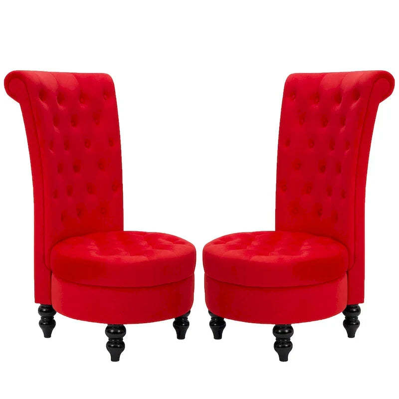 AVAWING Lot de 2 chaises de trône royales rembourrées et pieds en bois d'hévéa
