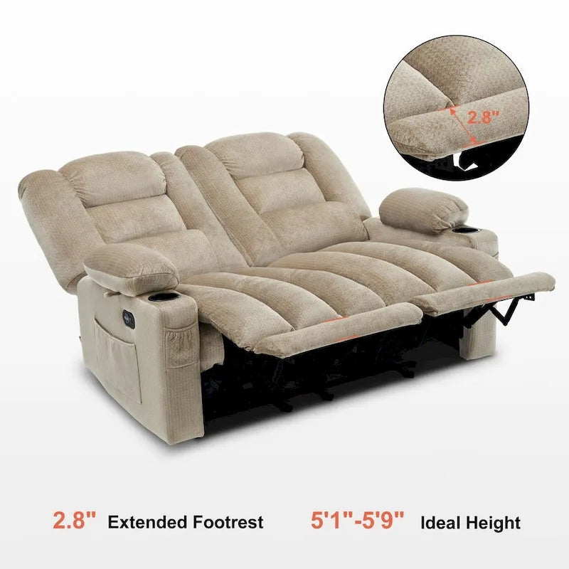 Causeuse Inclinable Électrique MCombo avec Chaleur et Massage, Tissu PR648