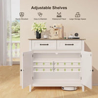 Buffet de rangement de cuisine avec 2 tiroirs, meuble de bar à café, armoire d'entrée en bois avec double porte placard